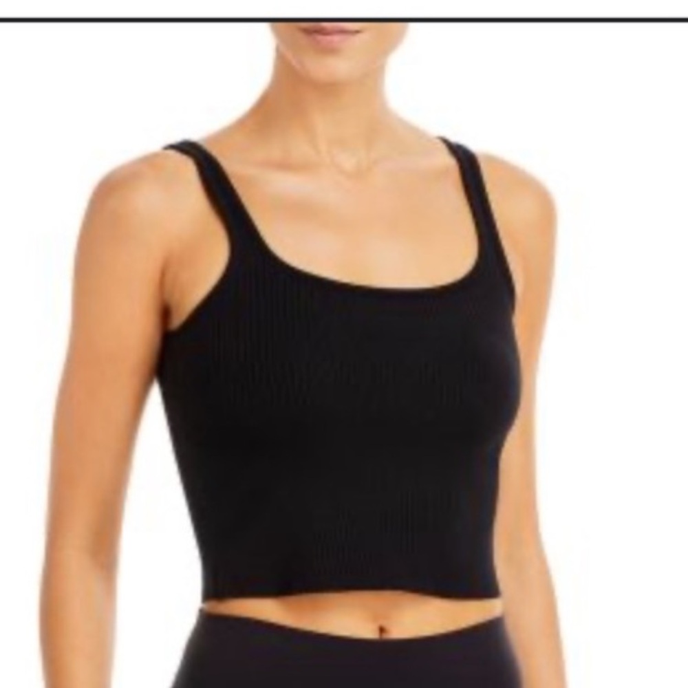 Black Women's Crop Top with built in sports bra
